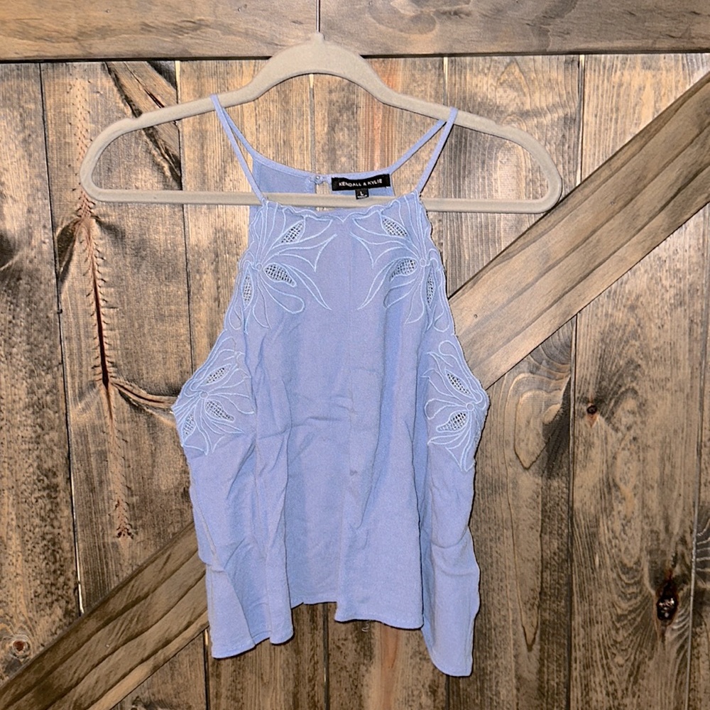 Kendall & Kylie Lavender Embroidered Tank Top
